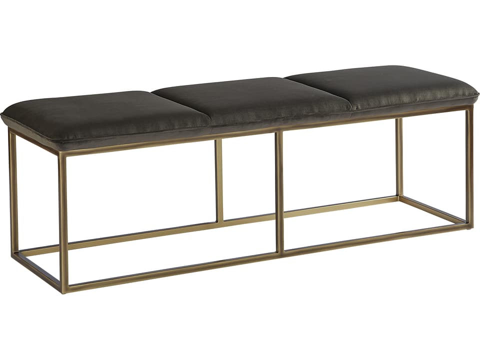 Alley Transitional Performance Fabric Bench in Rustic Bronze and Piccolo Pebble