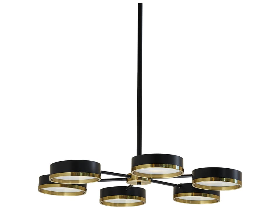 Oswin 6-Light Chandelier in Black and Brass Iron