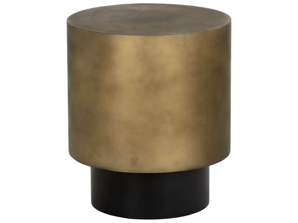 Bernaby Round End Table in Antique Brass and Black
