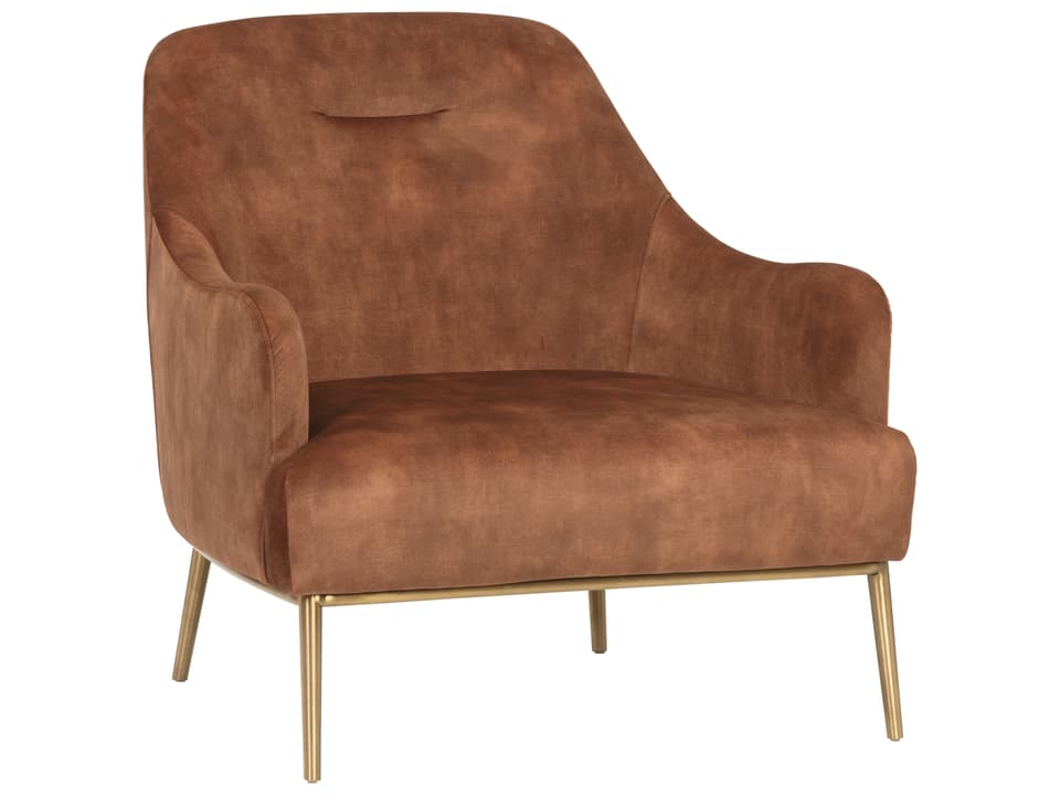 Cameron Upholstered Accent Chair in Nono Rust Fabric with Gold Base