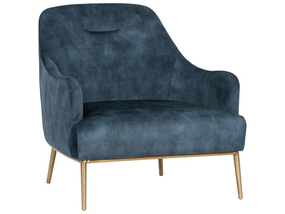 Cameron Nono Petrol Accent Chair with Gold Stainless Steel Base