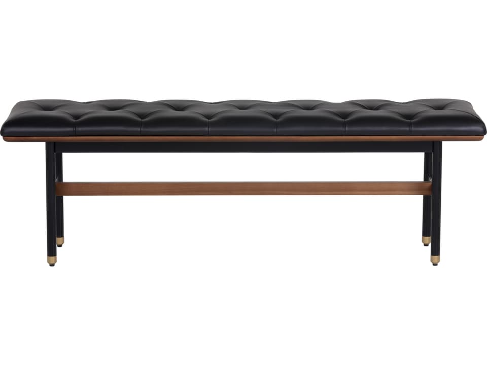 Staten Black Faux Leather Accent Bench