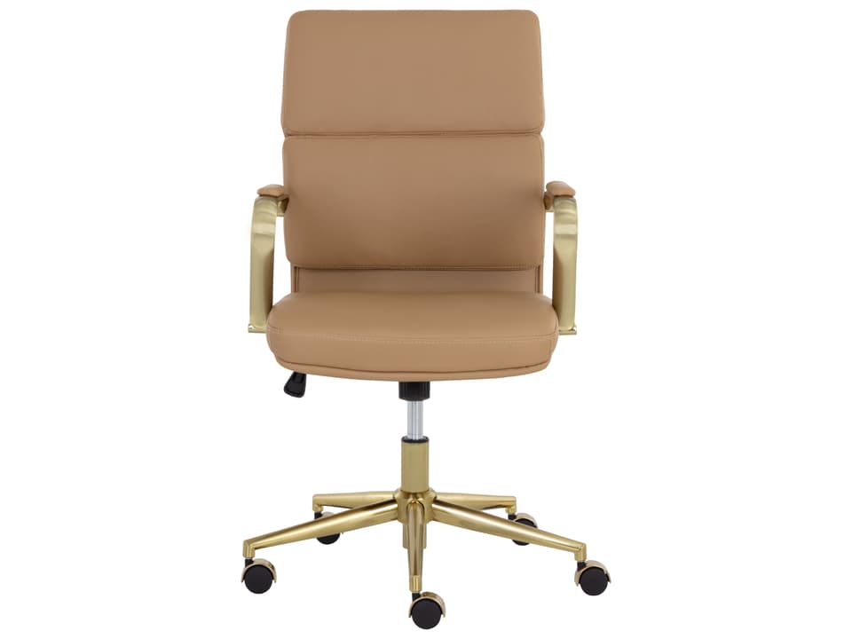 Kleo Tan Faux Leather Office Chair with Gold Steel Frame