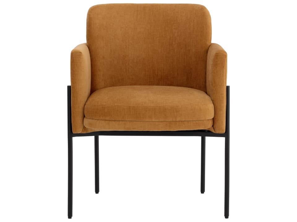 Richie Danny Amber Fabric Dining Armchair with Black Iron Legs