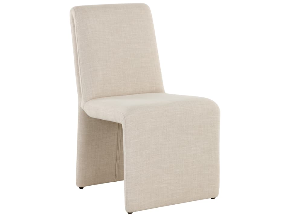 Cascata Upholstered Dining Side Chair in Effie Linen Fabric