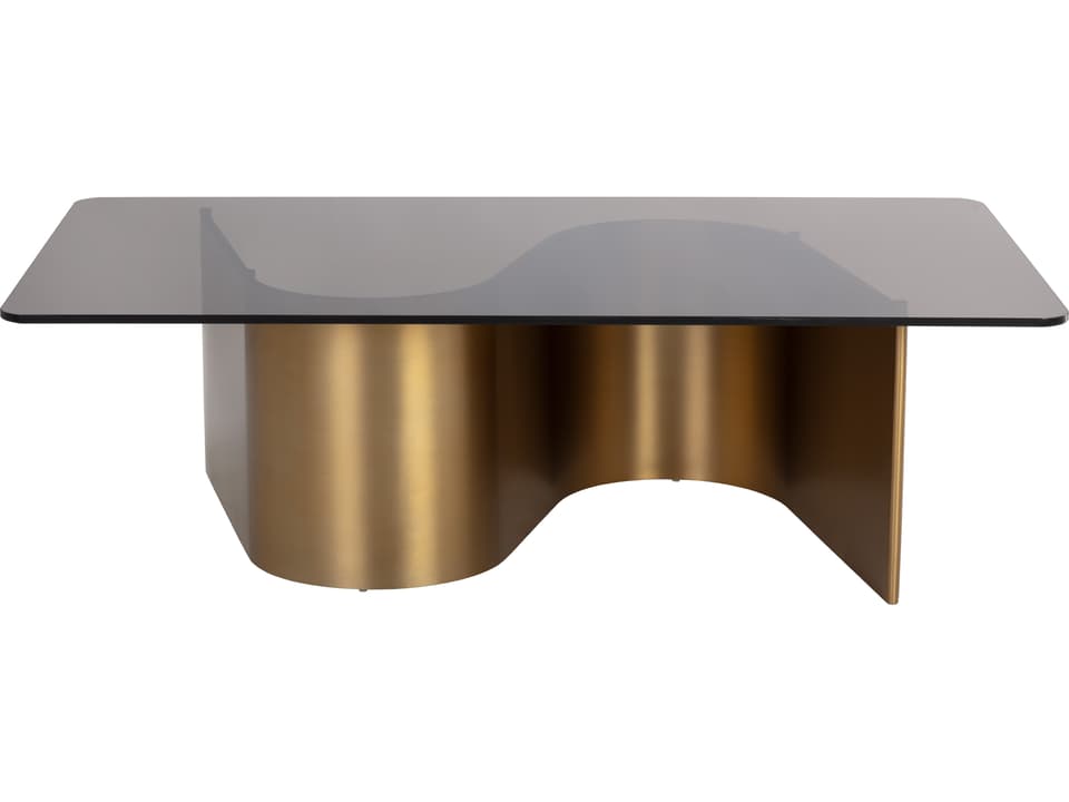 Whisper Rectangular Coffee Table in Brown Tea Glass and Gold Stainless Steel