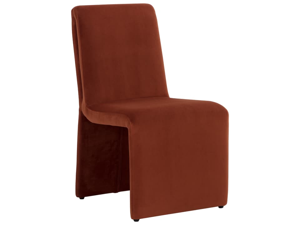 Cascata Upholstered Dining Side Chair in Meg Rust Fabric