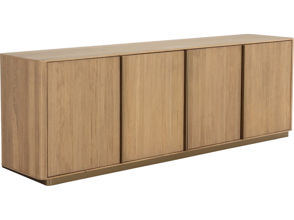Kalla 84-Inch Rustic Oak Sideboard with Gold Steel Base