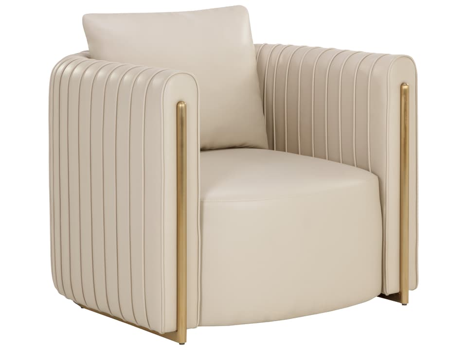 Alix Lounge Chair Napa Beige Faux Leather Gold Stainless Steel