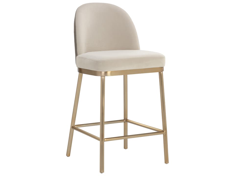Lavania Upholstered Counter Stool in Meg Taupe Fabric and Porcini Taupe Faux Leather
