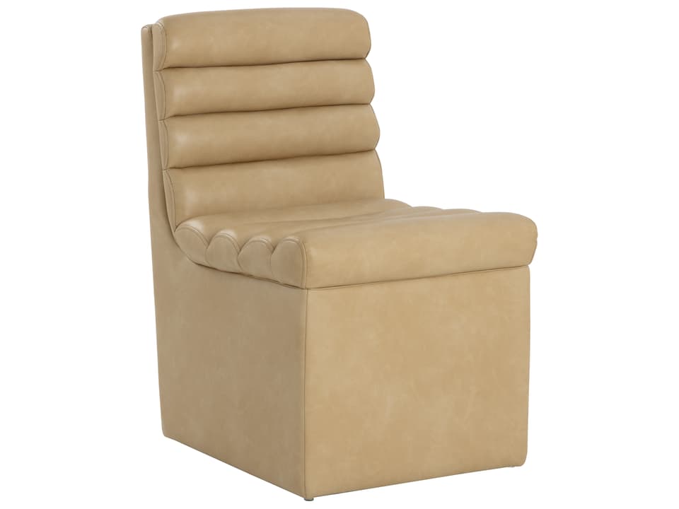 Norm Wheeled Faux Leather Dining Side Chair in Copley Latte