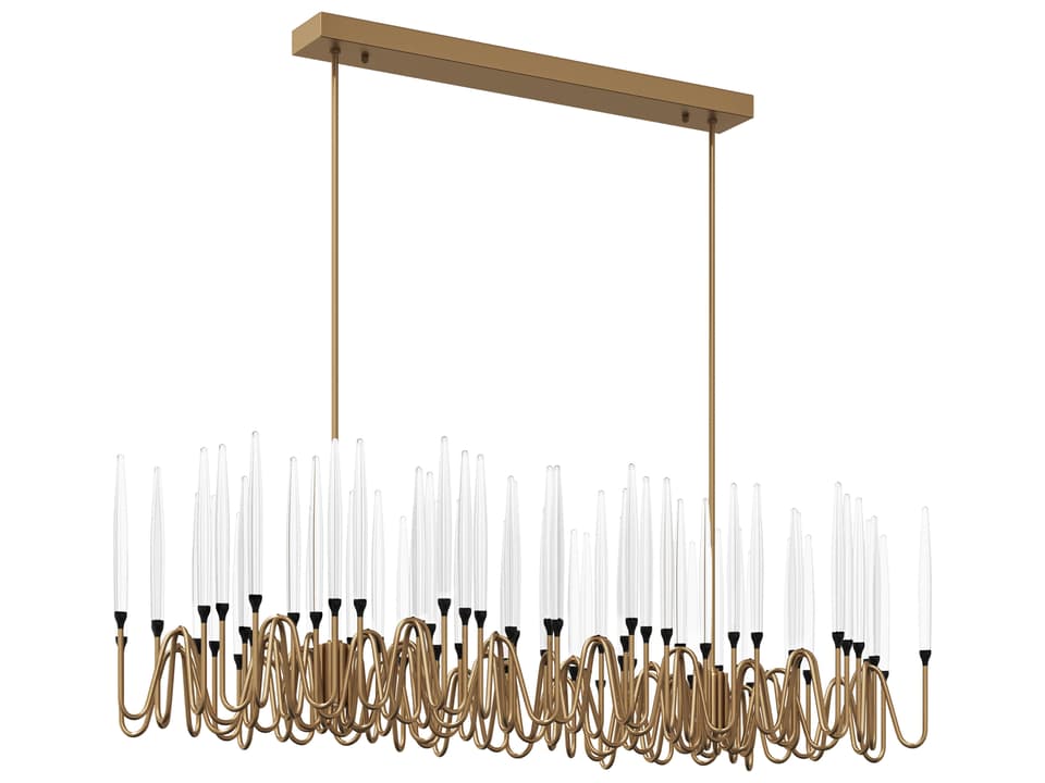 Hestia Large Linear LED Chandelier in Matte Black and Brushed Gold