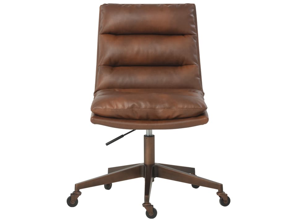Stinson Mid-Century Modern Office Chair in Bravo Cognac Faux Leather