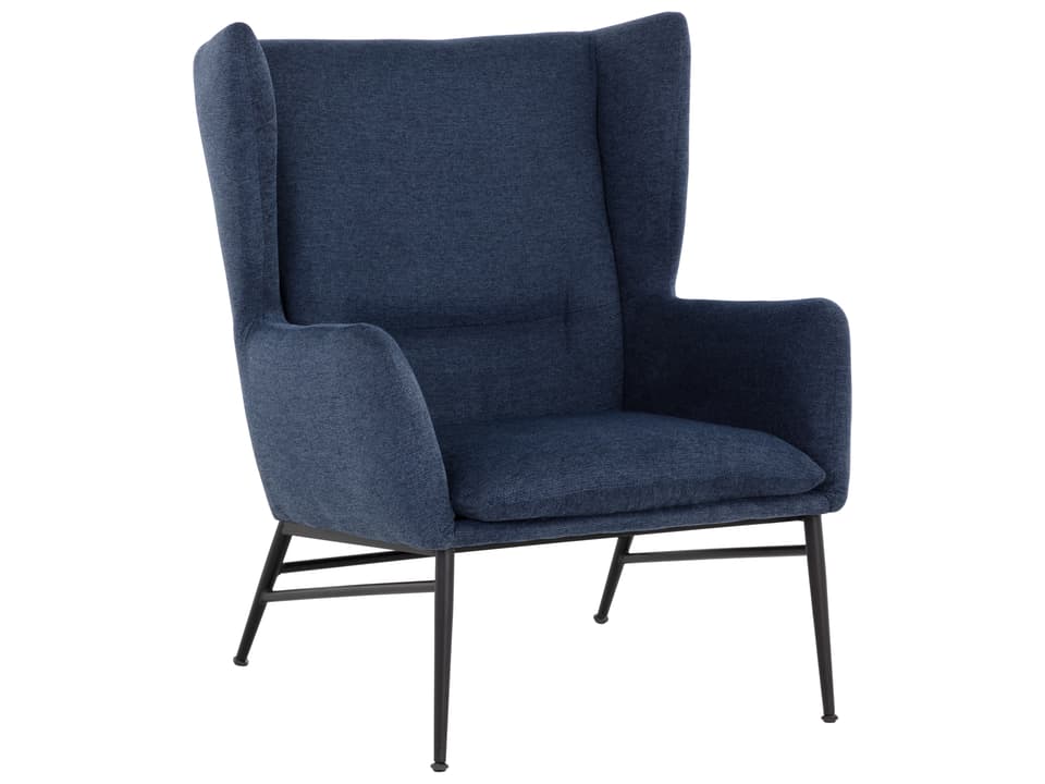 Kasen Upholstered Wingback Lounge Chair in Belfast Navy Fabric