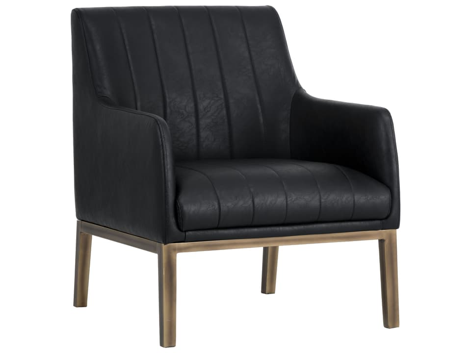 Wolfe Retro Lounge Chair in Bravo Black Faux Leather