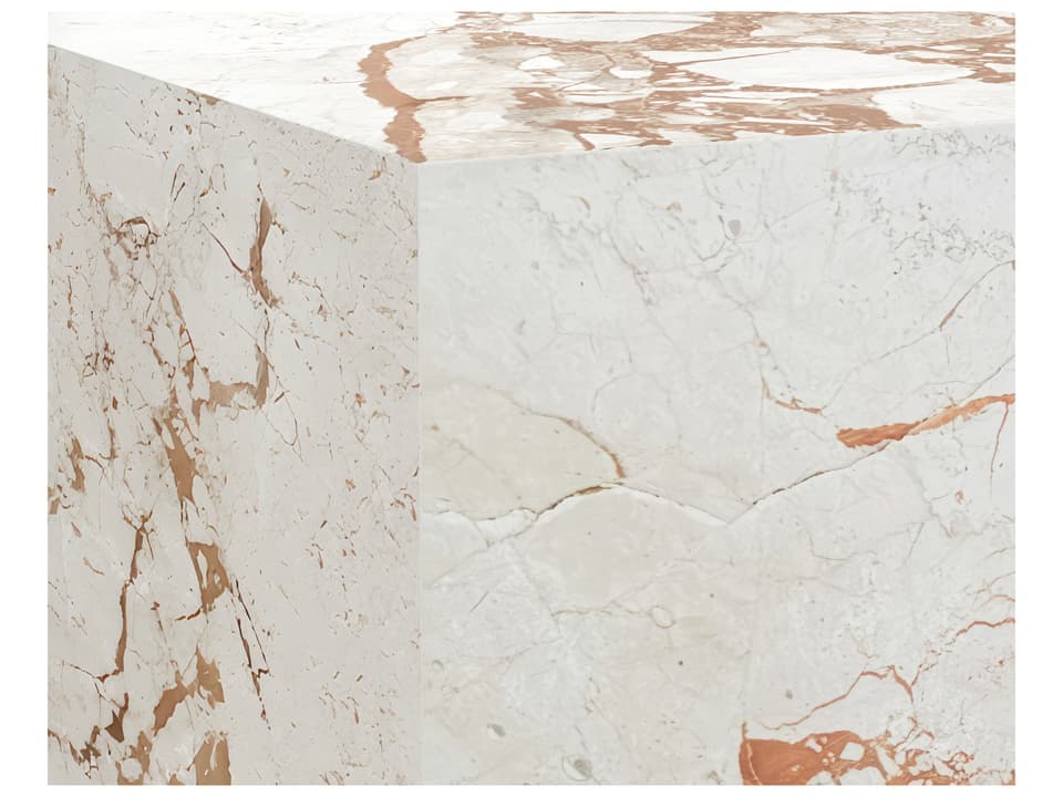 Laros Square End Table in Crema Breccia Marble