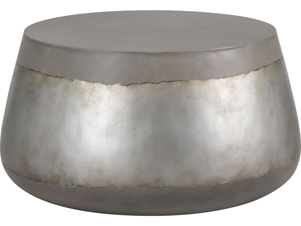 Solterra Aries Concrete Round Coffee Table in Silver