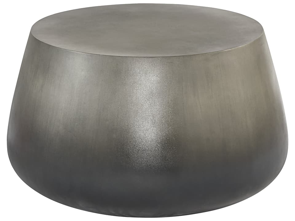 Solterra Aries Round Concrete Coffee Table in Silver Black Ombre