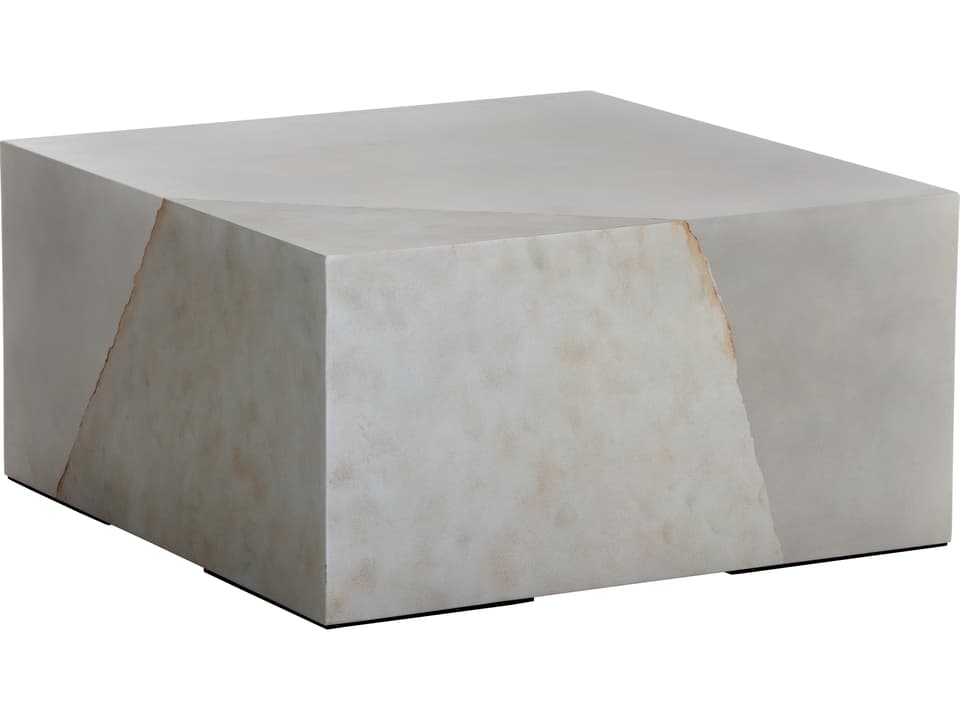 Solterra Kyson Concrete Square Coffee Table with Silver Tear Pattern