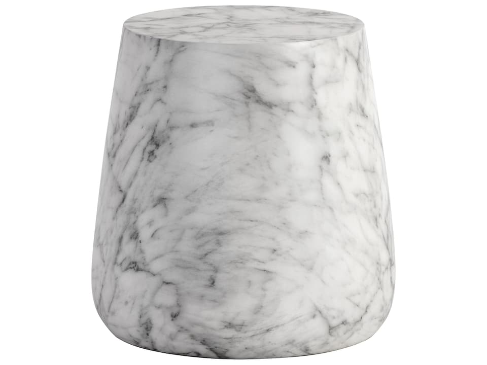 Solterra Aries Concrete White Round End Table