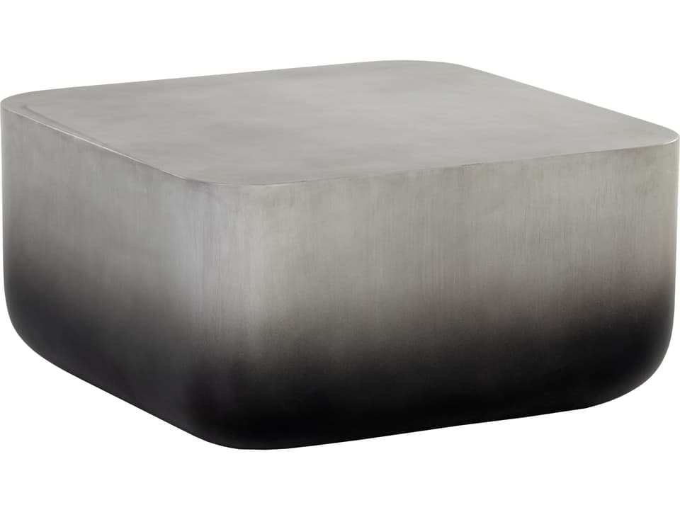 Solterra Strut Square Concrete Coffee Table in Grey Black Ombre