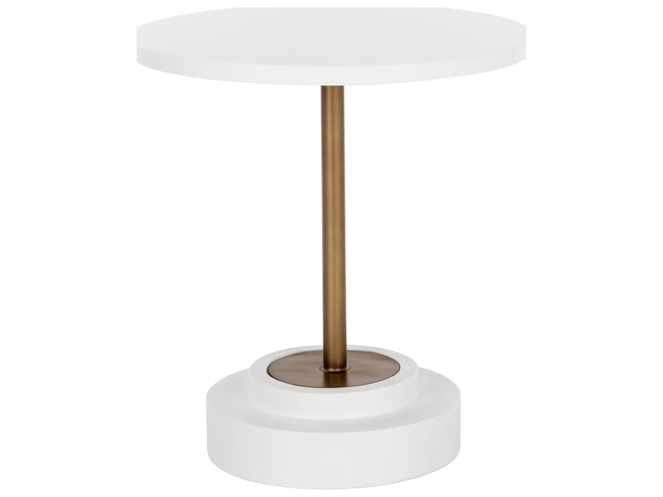 Solterra Marlowe 28-Inch Round White Concrete Bistro Table
