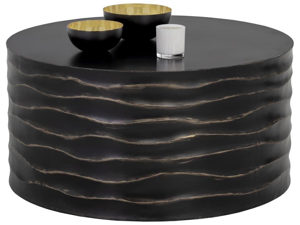 Solterra Corey 32-Inch Round Concrete Coffee Table in Black