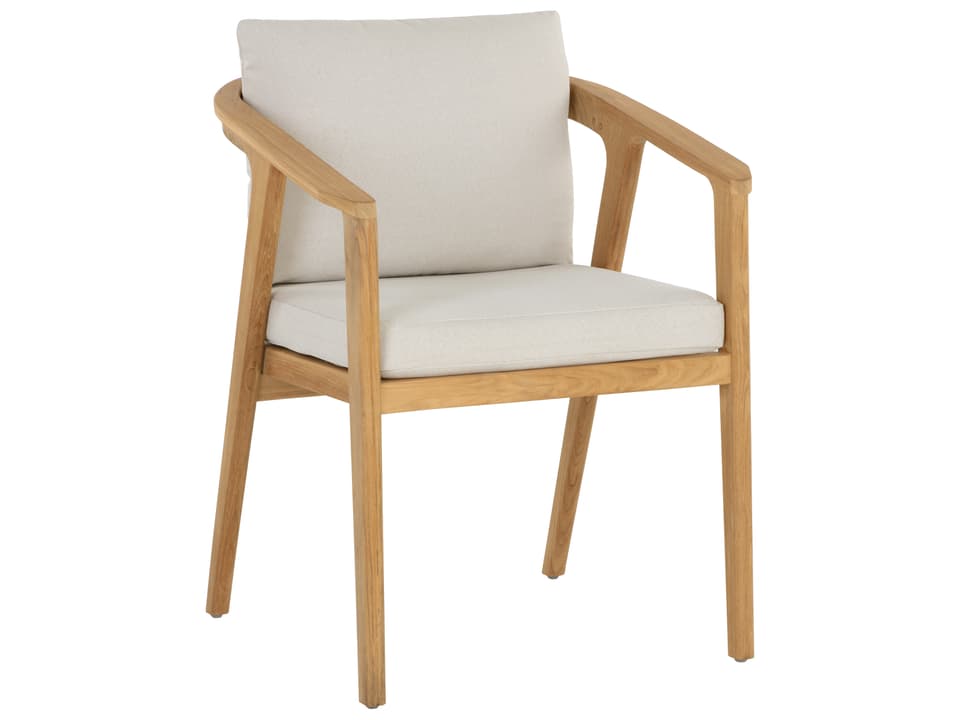 Coraline Teak Wood Dining Arm Chair with Palazzo Cream Olefin