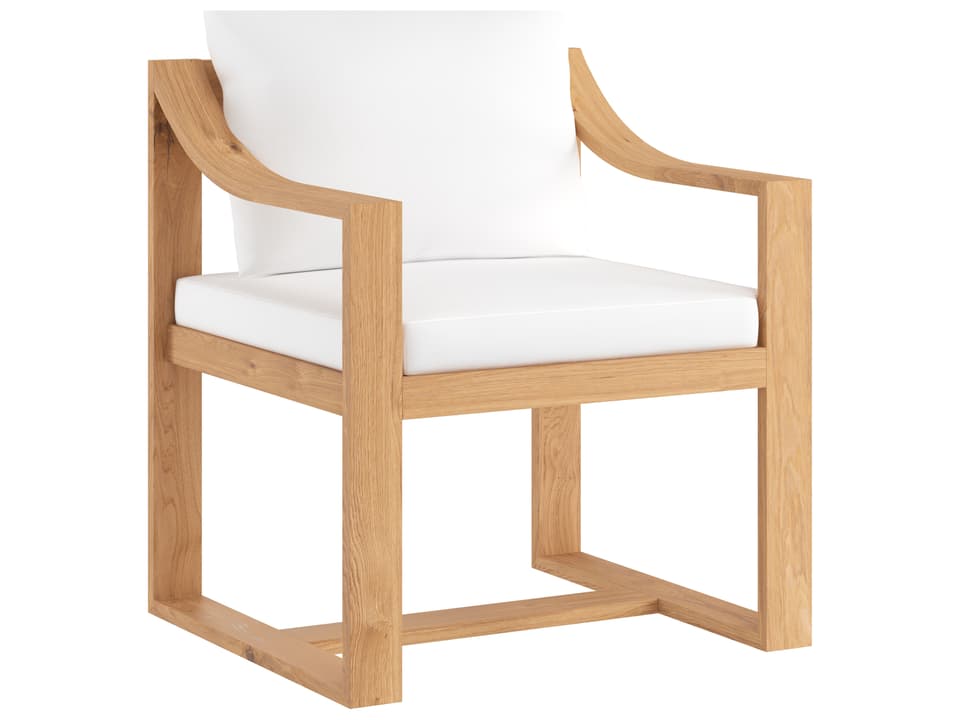 Tahiti Teak Dining Arm Chair with Stinson White Olefin