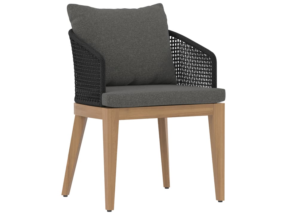 Capri Teak Wood Dining Arm Chair with Olefin in Gracebay Grey