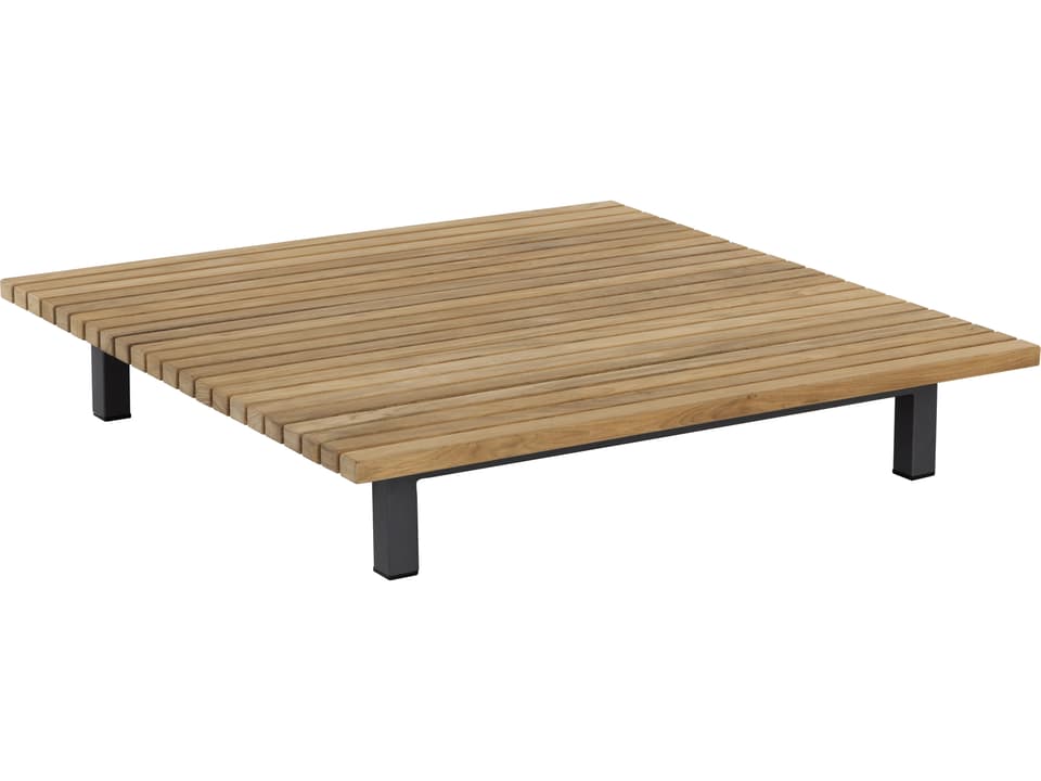 Geneve Square Coffee Table with Teak Top and Dark Grey Aluminum Base