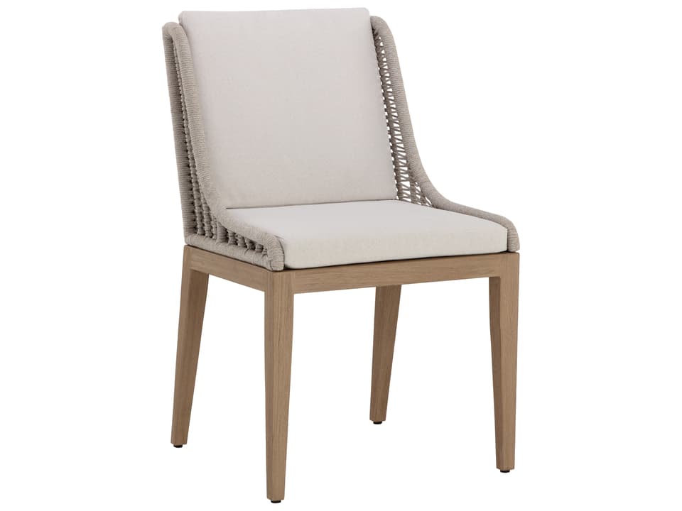 Sorrento Teak Wood Dining Side Chair in Palazzo Cream