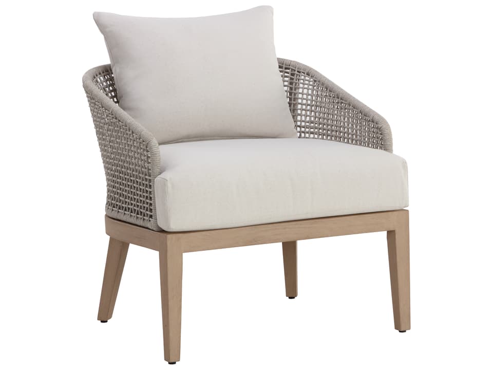 Capri Teak Wood Lounge Chair with Olefin Cushions in Palazzo Cream