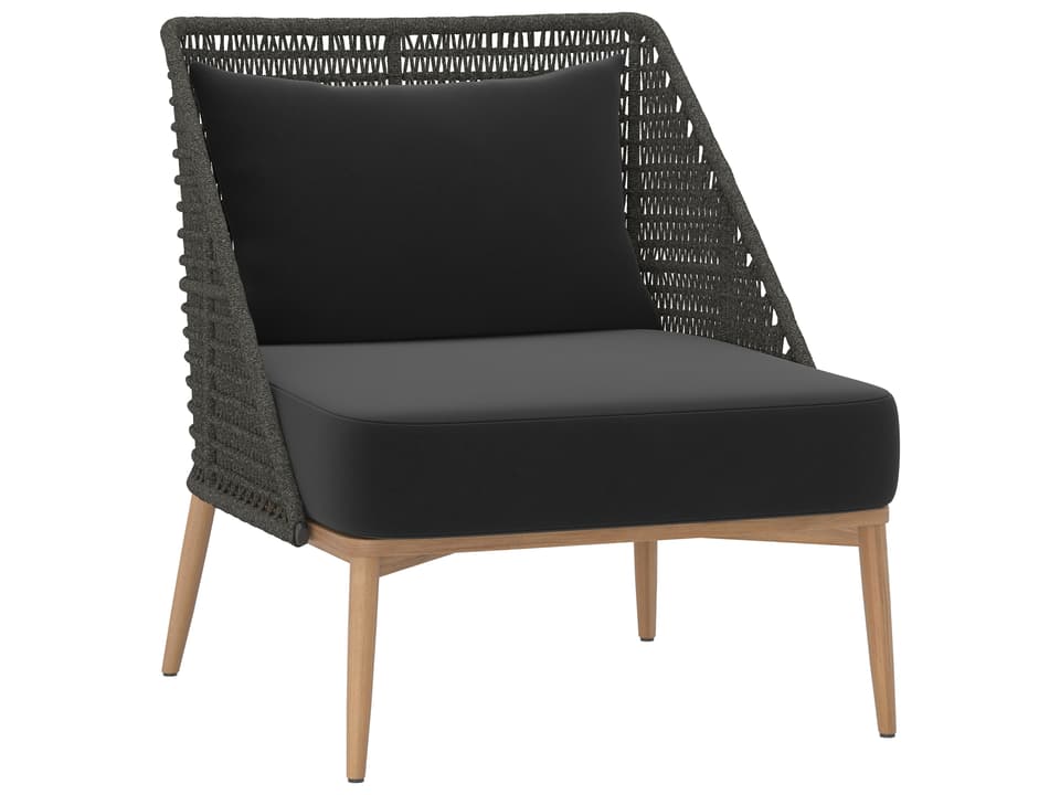 Andria Teak and Aluminum Lounge Chair with Arashi Black Fabric