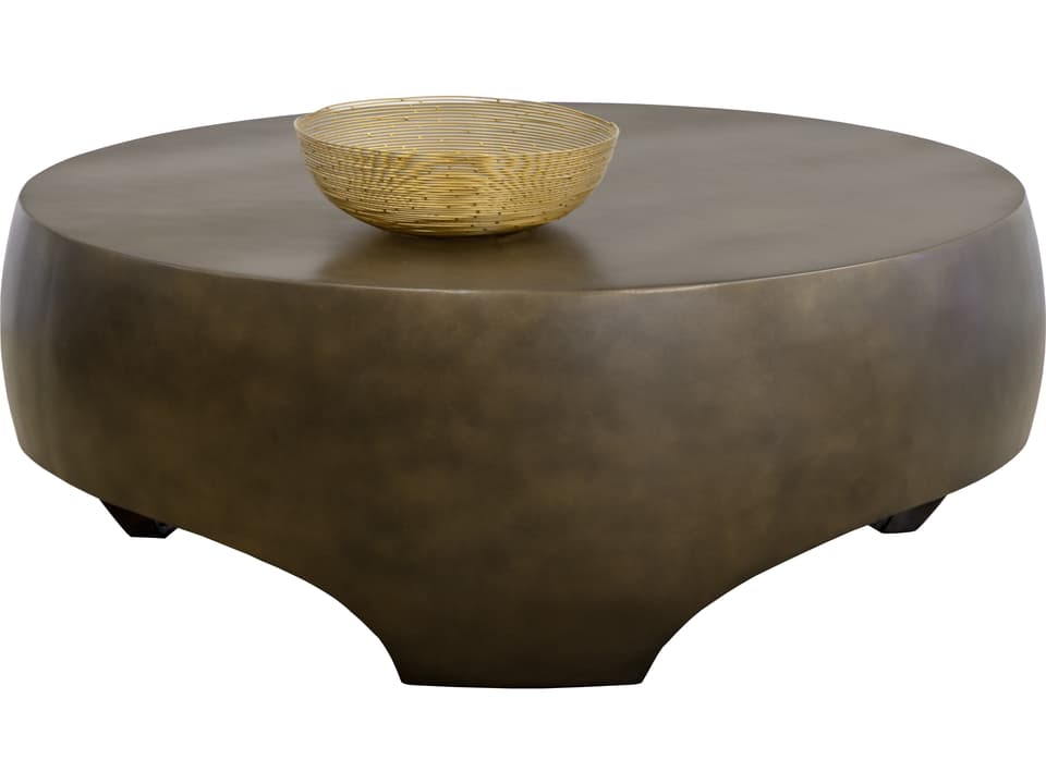Sunpan Tarsus 46-Inch Round Concrete Coffee Table in Antique Bronze