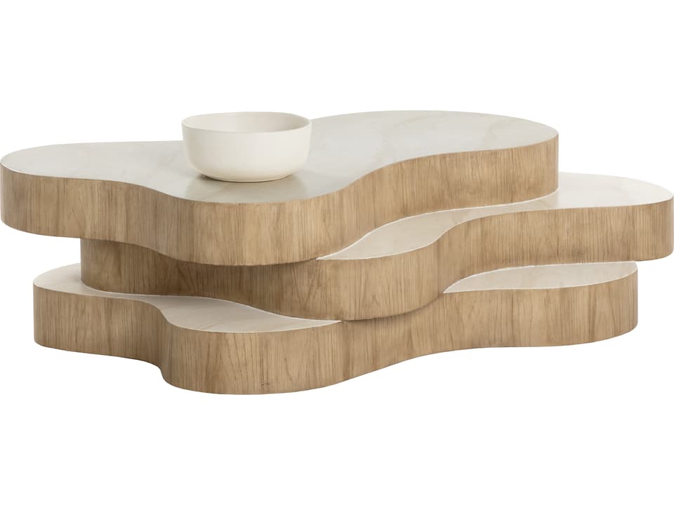 Sunpan Geddes Rectangle Outdoor Coffee Table in Light Brown Concrete