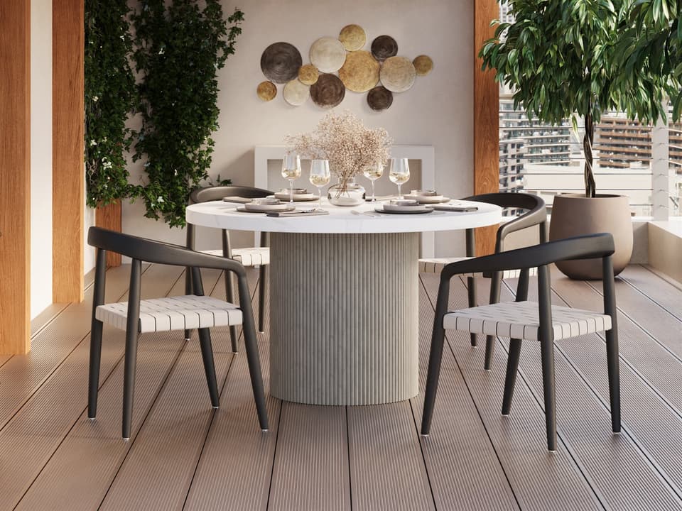 Cayman Teak Wood Charcoal Dining Set