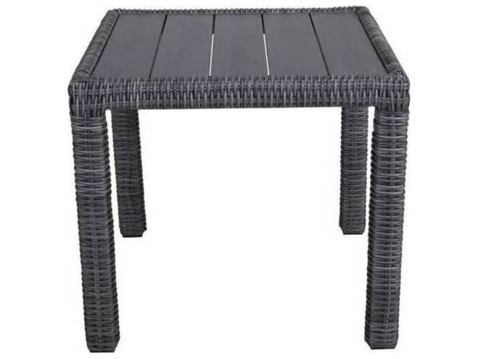 Timberline Wicker Square Patio End Table in Platinum