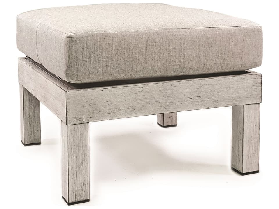 Farlowe Aluminum Cushion Outdoor Ottoman in Brushed White