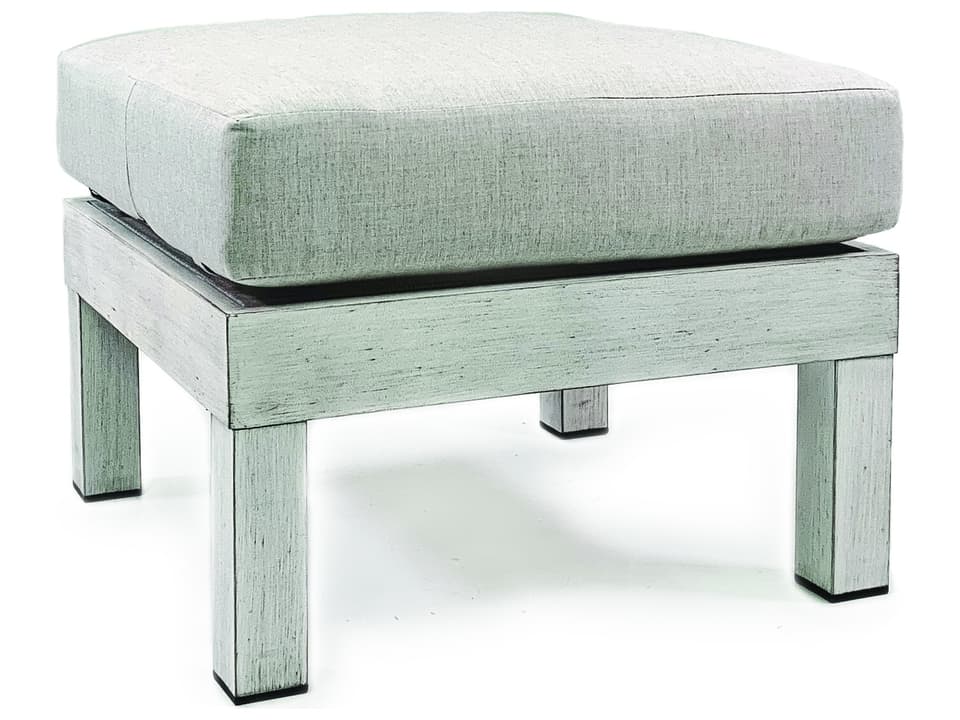 Farlowe Brushed White Aluminum Cushion Ottoman