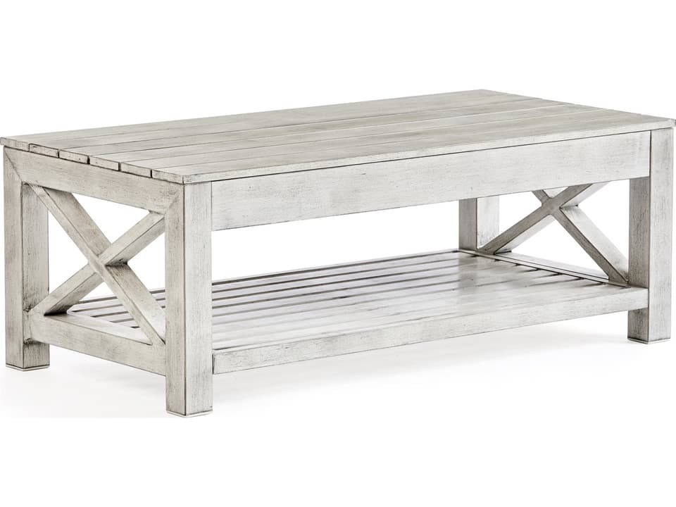 Farlowe Rectangular Outdoor Coffee Table in Brushed White