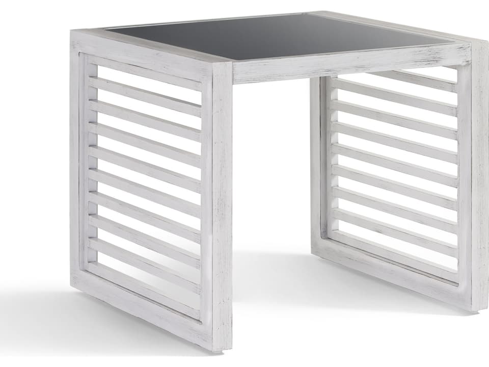 Veda Aluminum Square Outdoor End Table in Soft White