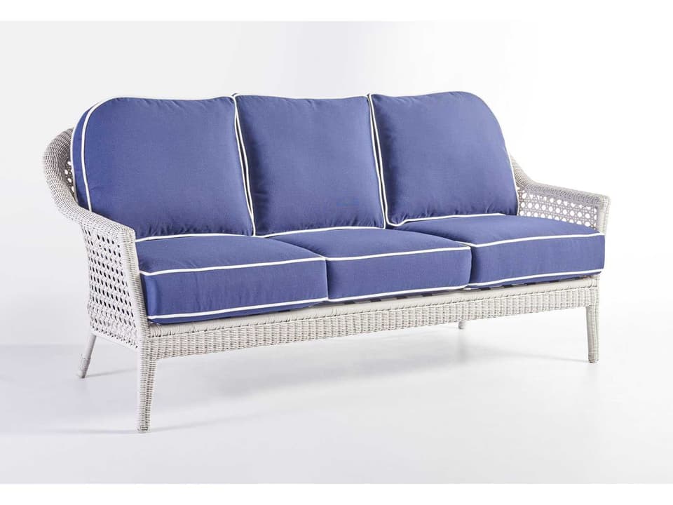 Montego Bay Outdoor Wicker 3-Seat Sofa in Rustic White