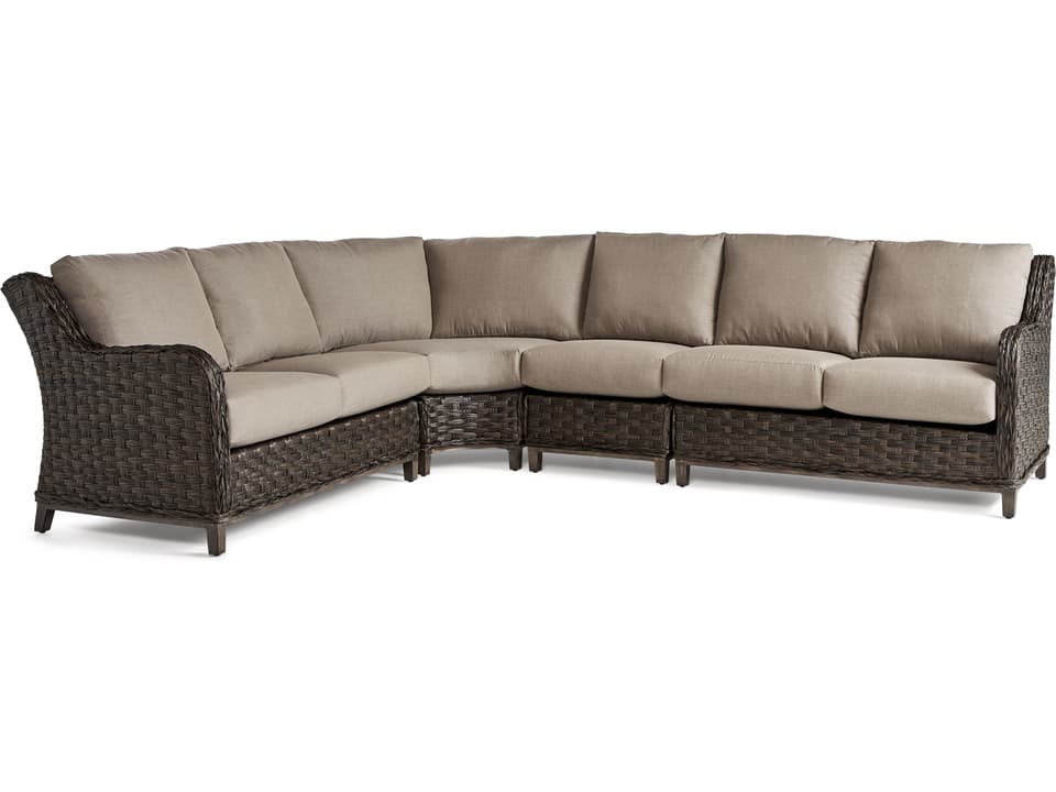 Grand Isle 4 Piece Sectional with Dark Caramel Wicker