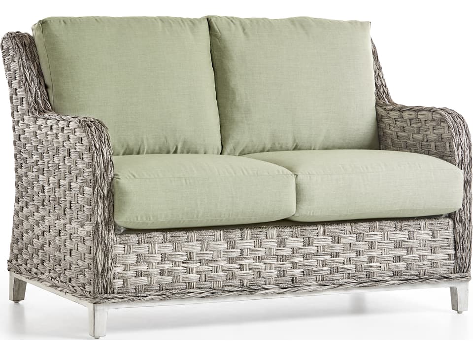 Grand Isle Quick Ship Wicker Loveseat Soft Granite
