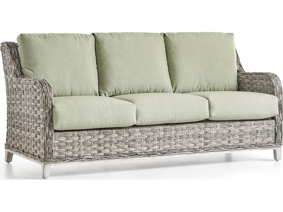 Grand Isle 3-Seat Outdoor Wicker Sofa in Soft Granite