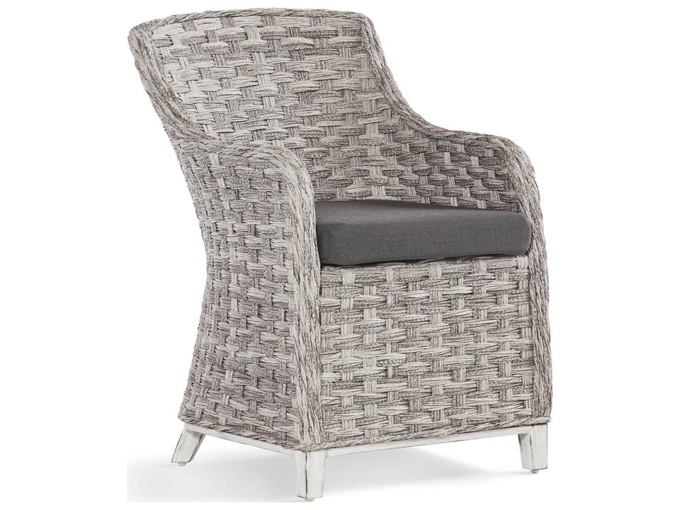 Grand Isle Wicker Outdoor Dining Arm Chair Soft Granite
