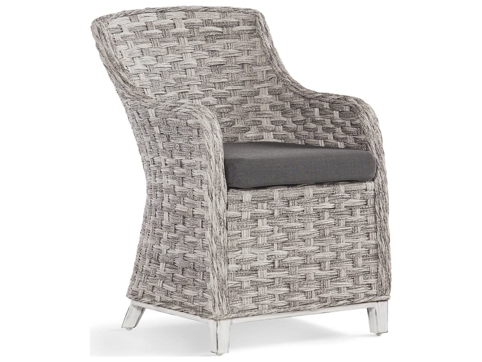 Grand Isle Wicker Cushion Dining Arm Chair in Soft Granite