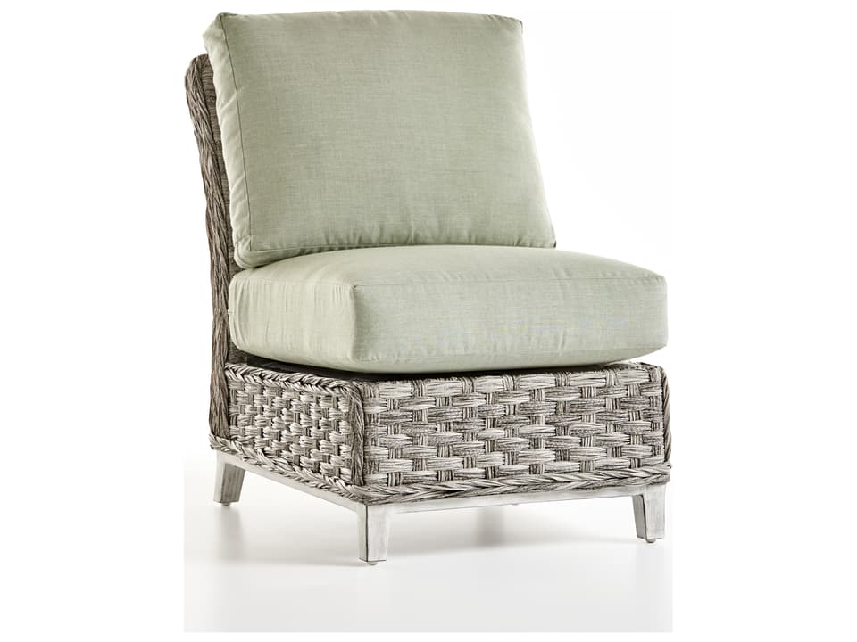 Grand Isle Armless Wicker Lounge Chair in Soft Granite
