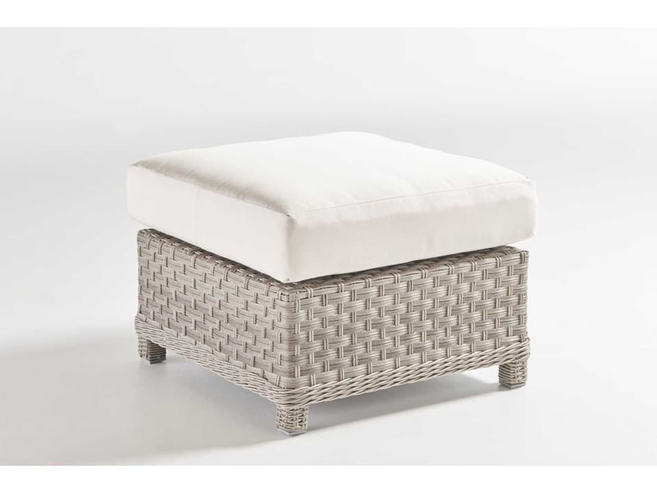 Mayfair Outdoor Wicker Ottoman with Pebble Finish